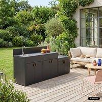 sweeek Outdoor kitchen 3 stainless steel modules in Black