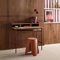 sweeek Metal desk with wood decor 3 niches in Red