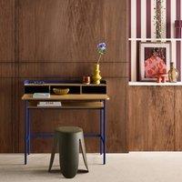 sweeek Metal desk with wood decor 3 niches in Blue