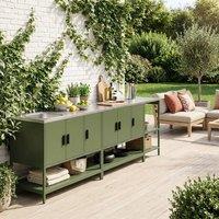 sweeek Outdoor kitchen 3 modules stainless steel in Green