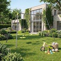 sweeek 4-piece swing set with 2 swings, tandem swing & glider swing in Green