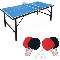sweeek Mini folding indoor table tennis table with 4 bats & 6 balls in Blue