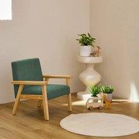 sweeek Children's scandi-style armchair, corduroy & rubberwood in Khaki