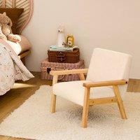 sweeek Children's scandi-style armchair in boucle fabric, rubberwood in White