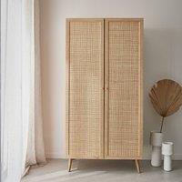 sweeek 2-door cane & wood-effect wardrobe in Beige