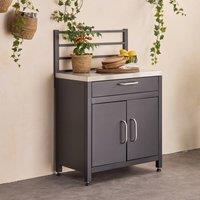 sweeek 1 drawer & 2 doors steel outdoor kitchen with hanging grid in Black