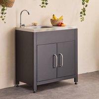 sweeek Steel outdoor kitchen with sink in Black