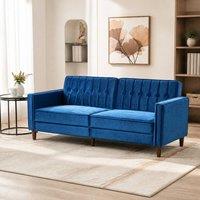 STILVORA 3-Seater Sofa Bed with Split Reclining Back in Blue