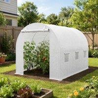 STILVORA Greenhouse Replacement Cover 3 x 2m with Roll-Up Windows in White
