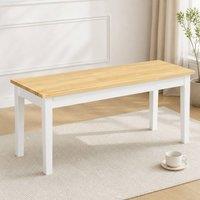 STILVORA Dining Bench 102 cm Two-Seater in White & Natural