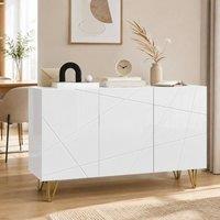 STILVORA Sideboard with Shelves & High Gloss Finish in White