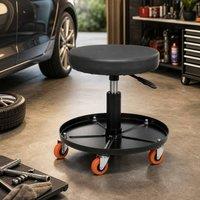 STILVORA Workshop Stool Adjustable Height with Tool Tray Black