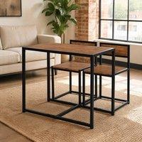 STILVORA Dining Table Set with steel frame natural wood in Brown