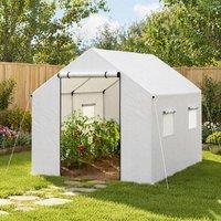 STILVORA Walk-in Polytunnel Greenhouse 2 x 3m with Mesh Windows in White