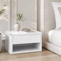 STILVORA Wall Mounted Bedside Tables Set of 2 with Drawer White