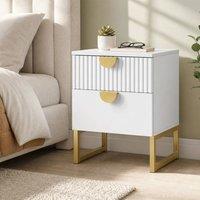 STILVORA Bedside Table with 2 Drawers in White