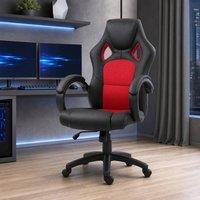 STILVORA Office Chair with Swivel Seat & Armrests, Red in Black