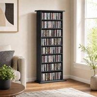 STILVORA CD Storage Tower with Adjustable Shelves in Black