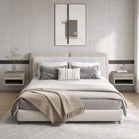STILVORA Set of 2 Floating Bedside Tables with Drawer & Shelf in Grey