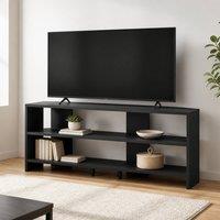 STILVORA Corner TV Stand with 2 Open Shelves Black Finish