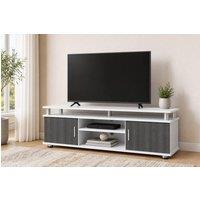 STILVORA TV Stand 120 cm with 2 Cupboards & Shelves in White