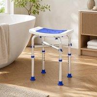 STILVORA Shower Stool Adjustable Height White & Blue