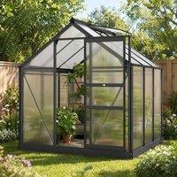 STILVORA 6 x 6ft Greenhouse with Sliding Door & Window in Grey