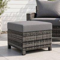 STILVORA 50 cm Footstool with Padded Cushion in Grey