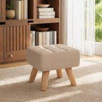 STILVORA Footstool with Wooden Legs Brown in Beige