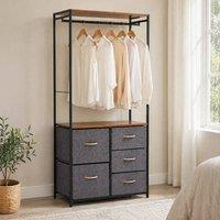 STILVORA Chest of Drawers with Hanging Rail & 5 Drawers in Grey