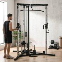 STILVORA Home Gym Machine with Adjustable Double Pulleys in Black