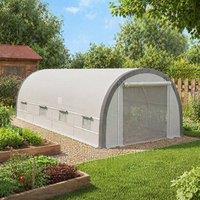STILVORA Polytunnel Greenhouse 6 x 3 m with Mesh Door & Windows in White