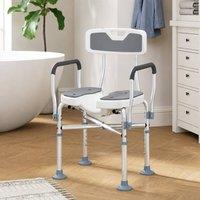 STILVORA Height Adjustable Shower Chair with Arms Grey
