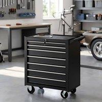 STILVORA 7-Drawer Tool Chest on Wheels with Lockable Drawers in Black