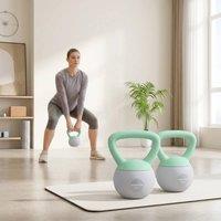 STILVORA 2 x 4kg Kettlebell Set with Non-Slip Handle in Grey