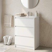 STILVORA Bathroom Vanity Unit with Basin, 2 Drawers, White