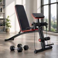 STILVORA Adjustable Folding Exercise Bench with Dumbbells in Black