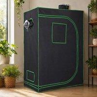 STILVORA Grow Tent 120 x 60 x 150 cm with vents & floor tray in Black