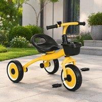 STILVORA Children's Tricycle with Adjustable Seat & Basket in Yellow