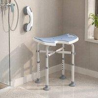 STILVORA Adjustable Shower Stool with Padded Seat in Light Blue