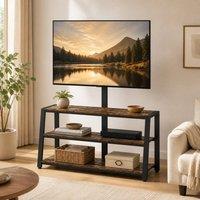STILVORA TV Stand with Swivel Bracket & 3 Shelves in Brown