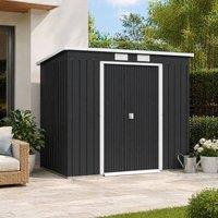 STILVORA Garden Shed 204 x 119 cm with Sliding Doors in Grey
