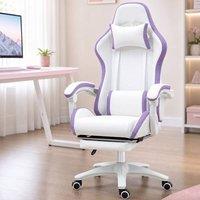 STILVORA Gaming Chair with Footrest & Lumbar Support in Purple