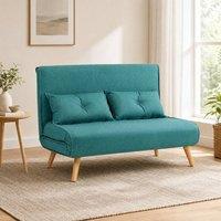 STILVORA Sofa Bed with Adjustable Back in Green in Teal