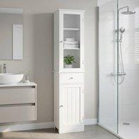 STILVORA Bathroom Storage Cabinet with Shelves, Drawer & Door in White