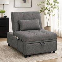 STILVORA Grey Recliner Chair with Fold-Out Bed