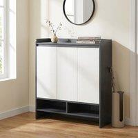 STILVORA Grey Shoe Cabinet with White Doors & Open Shelves