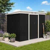 STILVORA Garden Shed 280 cm with Double Sliding Doors in Dark Grey