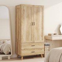 STILVORA Wardrobe with 2 Drawers & Hanging Rail in Natural