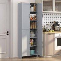 STILVORA Tall Kitchen Cupboard with 4 Doors & Adjustable Shelves Grey